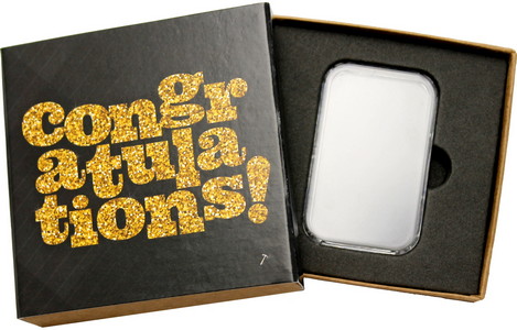 SilverTowne Natural Kraft Paper Gift Box with Congratulations! Gold Glitter Box Sleeve